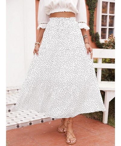 Women's Boho Floral Print Elastic High Waist Pleated A Line Midi Skirt Dotivory $21.56 Skirts