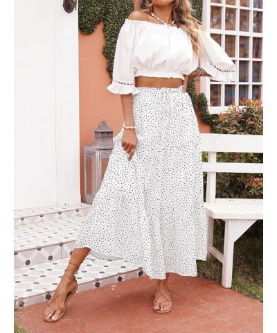 Women's Boho Floral Print Elastic High Waist Pleated A Line Midi Skirt Dotivory $21.56 Skirts