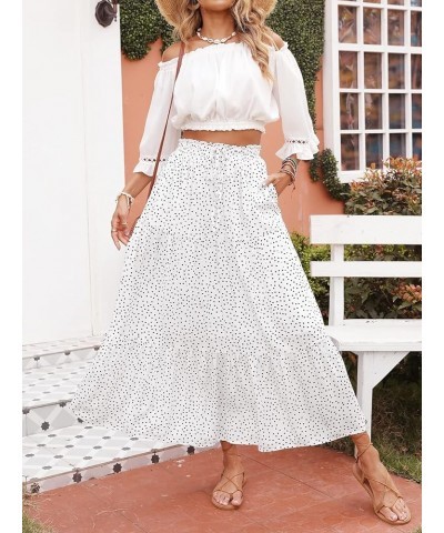 Women's Boho Floral Print Elastic High Waist Pleated A Line Midi Skirt Dotivory $21.56 Skirts