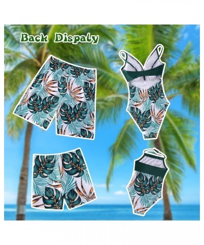 Family Matching Swimwear Mom and Me One-Piece Swimsuits Couples V Neck Bathing Suit Palm Leaves Printed Beachwear Girls $8.64...