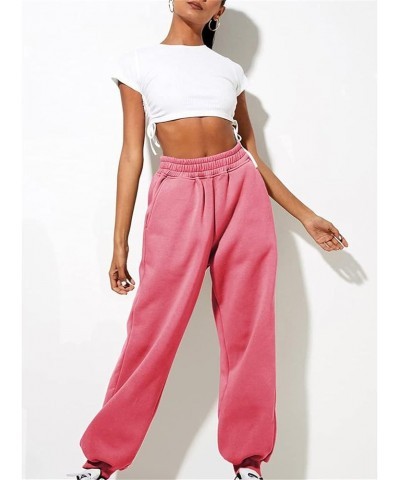 Sweatpants Women Baggy Plus Size High Waisted Cozy Jogging Pants Pure Color Leisure Exercise Yoga Trousers F-hot Pink $7.97 A...