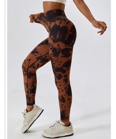 Women Scrunch Butt Lifting Leggings Seamless High Waist Yoga Pants Workout Leggings Tie Dye-brown $10.75 Activewear