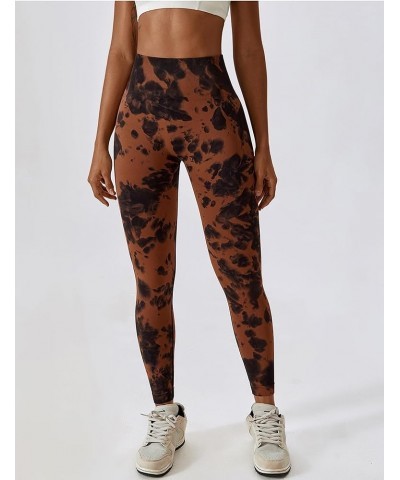 Women Scrunch Butt Lifting Leggings Seamless High Waist Yoga Pants Workout Leggings Tie Dye-brown $10.75 Activewear