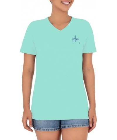 Women's Graphic Short Sleeve V-Neck T-Shirt Beach Glass $18.60 T-Shirts