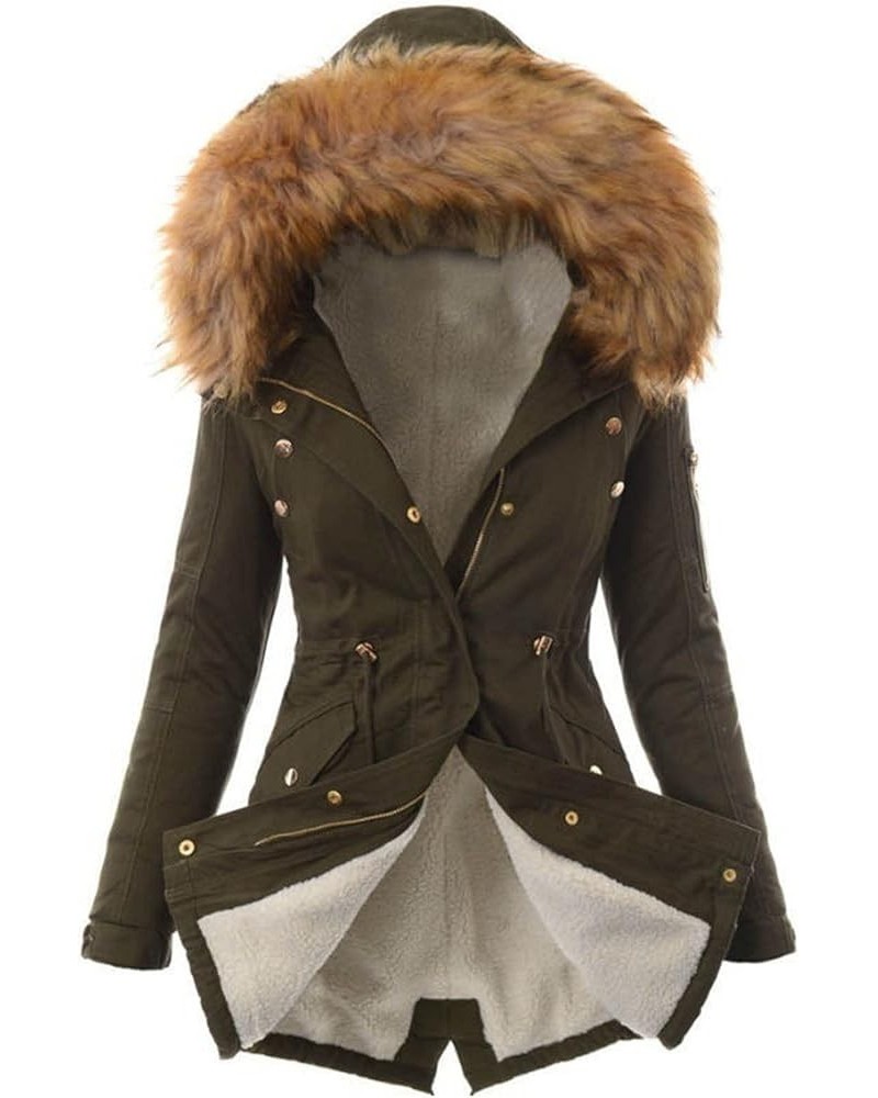 Winter Coats for Women 2023 Plus Size Thick Parka Jackets with Fur Hood Fleece Lined Warm Overcoats with Pockets L-army Green...