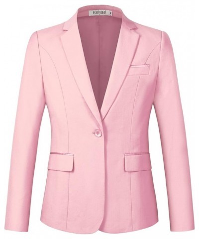 Women's 2 Piece Suit Notched Lapel One Button Slim Fit Business Office Work Tuxedo Blazer Pants Set Pink $26.23 Suits