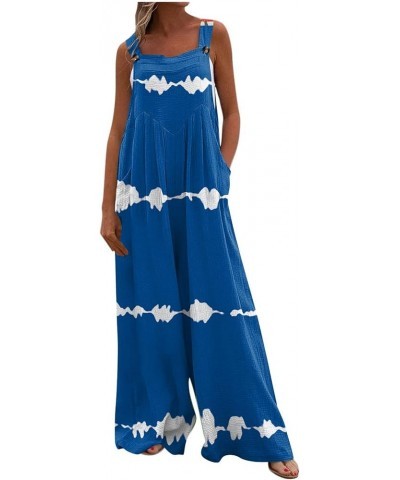 Women's Rompers Button Jumpsuit Summer Loose Sleeveless With Pockets Printed Jumpsuit Rompers, S-2XL 2-blue $14.81 Jumpsuits