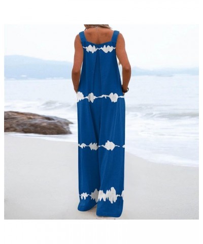 Women's Rompers Button Jumpsuit Summer Loose Sleeveless With Pockets Printed Jumpsuit Rompers, S-2XL 2-blue $14.81 Jumpsuits