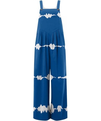 Women's Rompers Button Jumpsuit Summer Loose Sleeveless With Pockets Printed Jumpsuit Rompers, S-2XL 2-blue $14.81 Jumpsuits