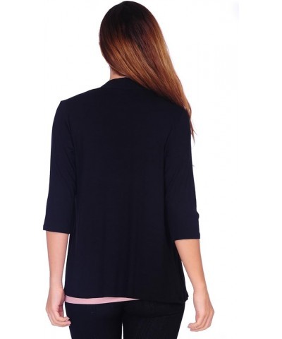 SR Womens Basic Draped Open Front Cardigan (Size: S-3X) 3/4sleeve_black $15.36 Sweaters