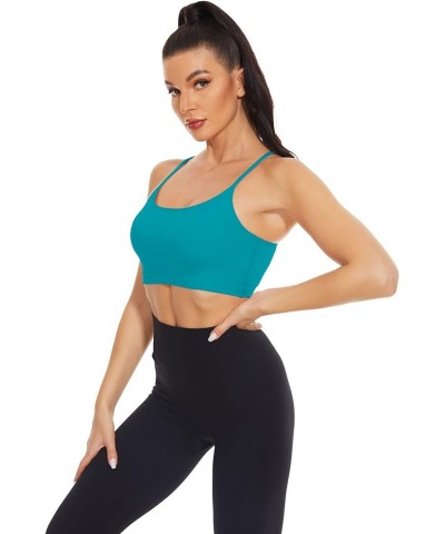 Sports Bra for Women Light Support Camisoles with Built in Bra Crop Top Pack Teal $11.12 Lingerie