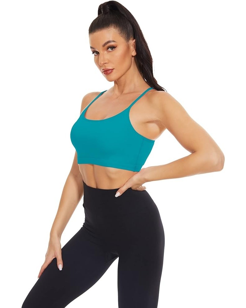 Sports Bra for Women Light Support Camisoles with Built in Bra Crop Top Pack Teal $11.12 Lingerie