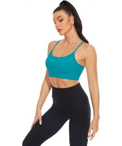 Sports Bra for Women Light Support Camisoles with Built in Bra Crop Top Pack Teal $11.12 Lingerie