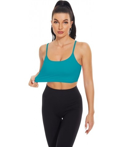 Sports Bra for Women Light Support Camisoles with Built in Bra Crop Top Pack Teal $11.12 Lingerie