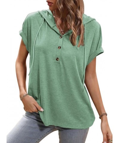 Women's Short Sleeve Hoodie Tops Summer Loose Fit Blouse Tops Casual V Neck T-shirts Light Green $16.11 Hoodies & Sweatshirts