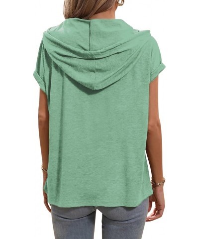 Women's Short Sleeve Hoodie Tops Summer Loose Fit Blouse Tops Casual V Neck T-shirts Light Green $16.11 Hoodies & Sweatshirts