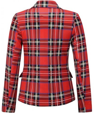 Women's Casual Plaid Blazers Button Slim Lapel Work Office Blazer Jacket A-red $15.84 Blazers