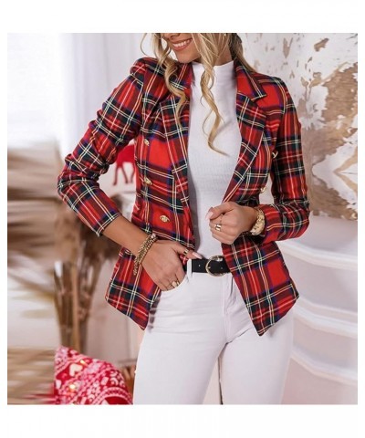 Women's Casual Plaid Blazers Button Slim Lapel Work Office Blazer Jacket A-red $15.84 Blazers