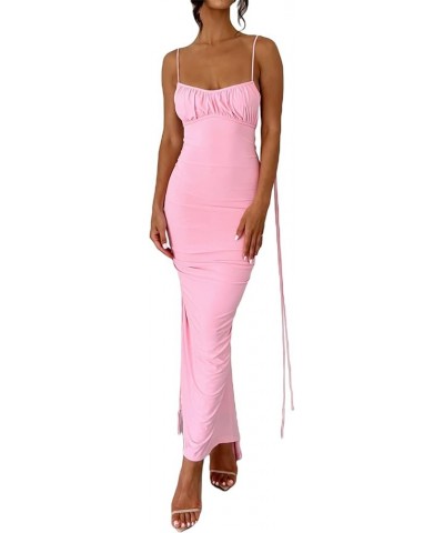 Sexy Sleeveless Bodycon Dress Y2K 3D Floral Ruffle Long Dress Summer Party Clubwear Dresses O-backless Pink Maxi Dress $9.60 ...