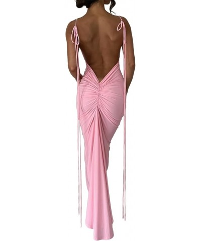 Sexy Sleeveless Bodycon Dress Y2K 3D Floral Ruffle Long Dress Summer Party Clubwear Dresses O-backless Pink Maxi Dress $9.60 ...