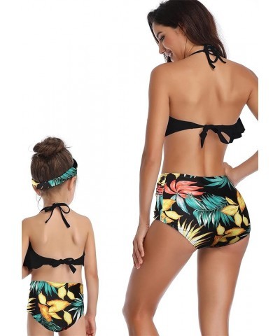 Summer Cute Baby Girls Bikini Set Family Matching Swimwear Mommy and Me Swimsuit Yellow Flower $11.72 Swimsuits