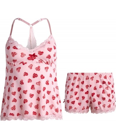 Women's Pajama Set - 2 Piece Micro Shorts and Cami Tank Top Sleepwear Set - Loungewear Pajamas for Women, S-XL Pink Hearts $8...