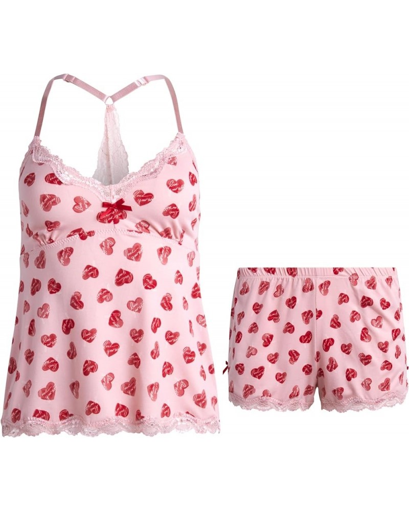 Women's Pajama Set - 2 Piece Micro Shorts and Cami Tank Top Sleepwear Set - Loungewear Pajamas for Women, S-XL Pink Hearts $8...