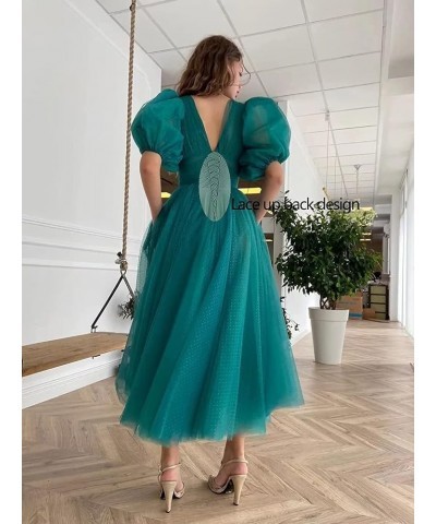 Woman's Tea Length Prom Dress 2023 Teens Tulle Puffy Sleeves Homecoming Dresses Formal Evening Party Gowns Red $43.70 Dresses