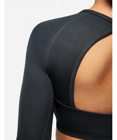 Amplify Seamless Long Sleeve Crop Gym Shirts for Women Workout Yoga Tops 01 Coal（open Bakc Design） $13.95 Activewear