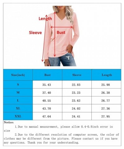 Women's Long Sleeve Color Block Tunics Tops V Neck Casual Cute Shirts Fall Loose Fit Blouses Tees Bright Blue $16.19 Tops