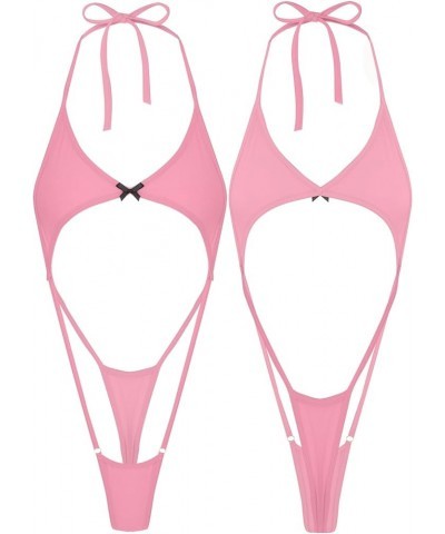 Womens Extreme Sexy Bikini Monokini Micro G String Sling Shot Bathing Suit Stripper Swimwear Type a Pink $8.64 Swimsuits