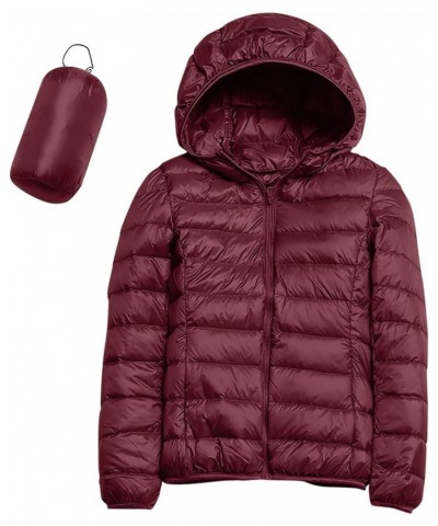 Womens Packable Puffer Jacket Winter Warm Lightweight Down Jacket Slim Fit Hooded Jacket Short Duck Bubble Coat with Hood A-w...