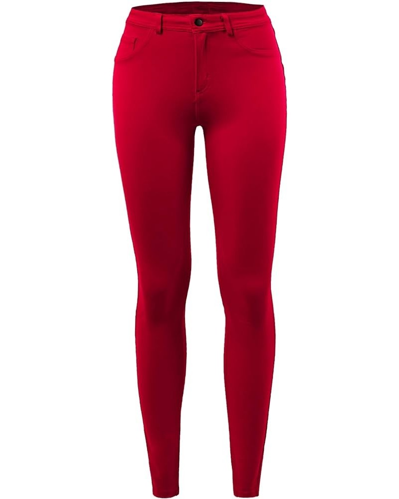 Women's Comfort Mordern Stretch Skinny Ponte Pants (S-3XL) Red $16.73 Pants