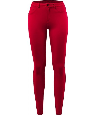 Women's Comfort Mordern Stretch Skinny Ponte Pants (S-3XL) Red $16.73 Pants