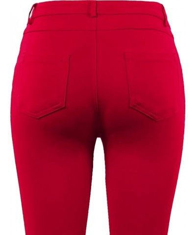 Women's Comfort Mordern Stretch Skinny Ponte Pants (S-3XL) Red $16.73 Pants