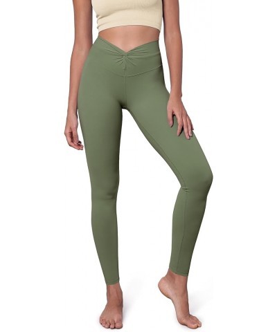 Cloud Feeling Twist Yoga Leggings for Women 25" / 28" High Waist Crossover Yoga Pants Full Length Dark Olive $11.49 Leggings