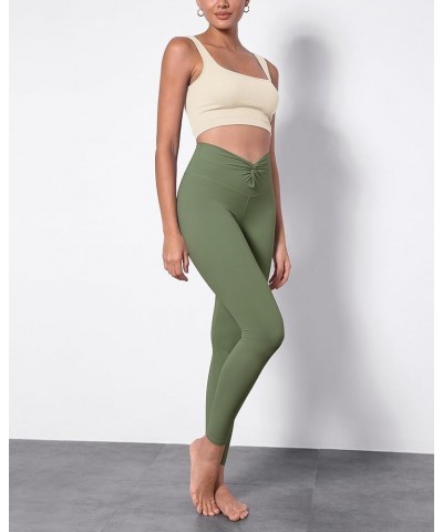 Cloud Feeling Twist Yoga Leggings for Women 25" / 28" High Waist Crossover Yoga Pants Full Length Dark Olive $11.49 Leggings