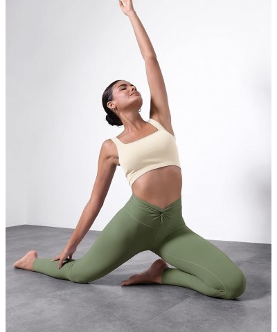 Cloud Feeling Twist Yoga Leggings for Women 25" / 28" High Waist Crossover Yoga Pants Full Length Dark Olive $11.49 Leggings