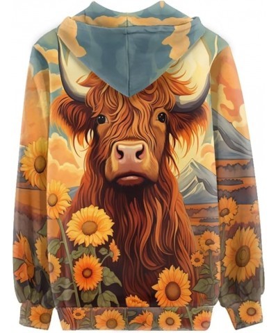 Zip Up Women's Hoodies & Sweatshirts XS-5XL Sunflower Cow Daisy $12.82 Hoodies & Sweatshirts