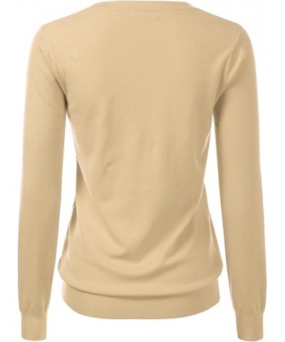 Women's V-Neck Long Sleeve Pullover Premium Soft Knitted Sweater (S-XXL) Taupe $18.59 Sweaters