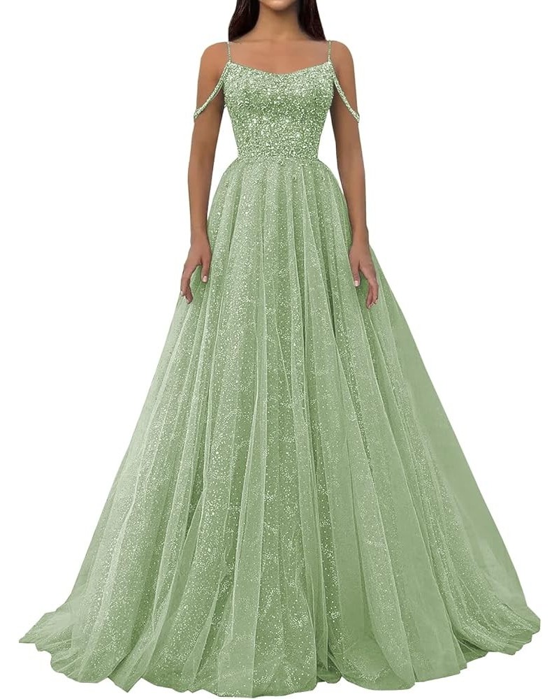 Prom Dress Long Bridesmaid Dresses Off Shoulder Evening Formal Dress Sparkly Sequins Prom Dresses Wedding Party Sage $37.74 D...