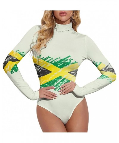 Albanian Flag Women's Mock Turtle Neck Long Sleeve Tops Bodysuit Jumpsuit S Large Style-2 $15.26 Bodysuits