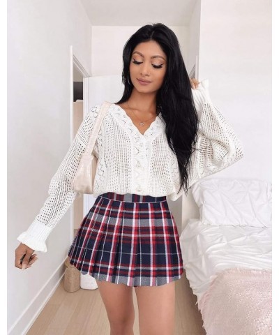 Women's High Waist Pleated Cosplay Cheer Skirt Mini School Tennis Skirts Thanksgiving Day Christmas Skirt Plaid 37 $10.25 Skirts