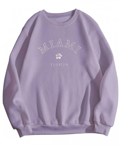 Women Oversized Letter Graphic Print Sweatshirt Loose Long Sleeve Drop Shoulder Pullover Tops Purple $18.87 Hoodies & Sweatsh...