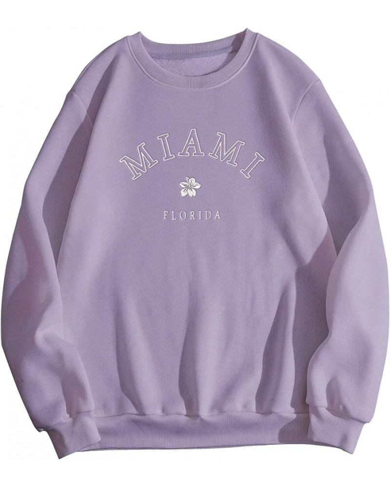 Women Oversized Letter Graphic Print Sweatshirt Loose Long Sleeve Drop Shoulder Pullover Tops Purple $18.87 Hoodies & Sweatsh...