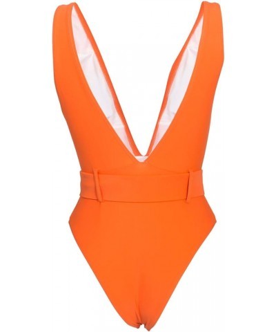 Womens One Piece Swimsuit Deep V Monokini Backless Sexy Bathing Suit Orange $15.38 Swimsuits