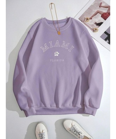 Women Oversized Letter Graphic Print Sweatshirt Loose Long Sleeve Drop Shoulder Pullover Tops Purple $18.87 Hoodies & Sweatsh...