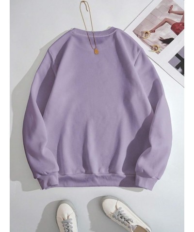 Women Oversized Letter Graphic Print Sweatshirt Loose Long Sleeve Drop Shoulder Pullover Tops Purple $18.87 Hoodies & Sweatsh...