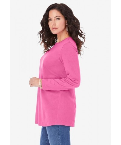 Women's Plus Size Long-Sleeve Crewneck Ultimate Tee Shirt Violet Spray Tie Dye $14.46 T-Shirts