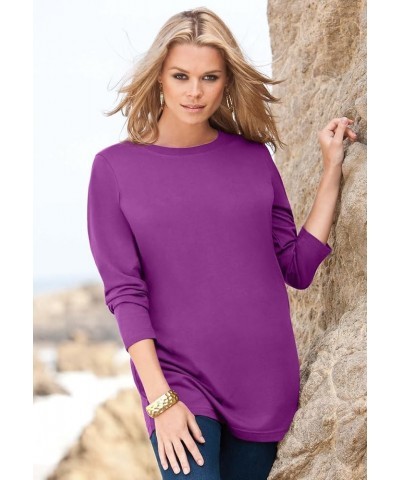 Women's Plus Size Long-Sleeve Crewneck Ultimate Tee Shirt Violet Spray Tie Dye $14.46 T-Shirts